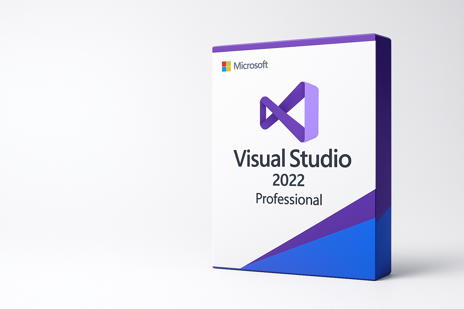 folie for visual studio 2022 professional license, without text, show like advertisment, maybe package , download version, put design on the right side, left sid is empty