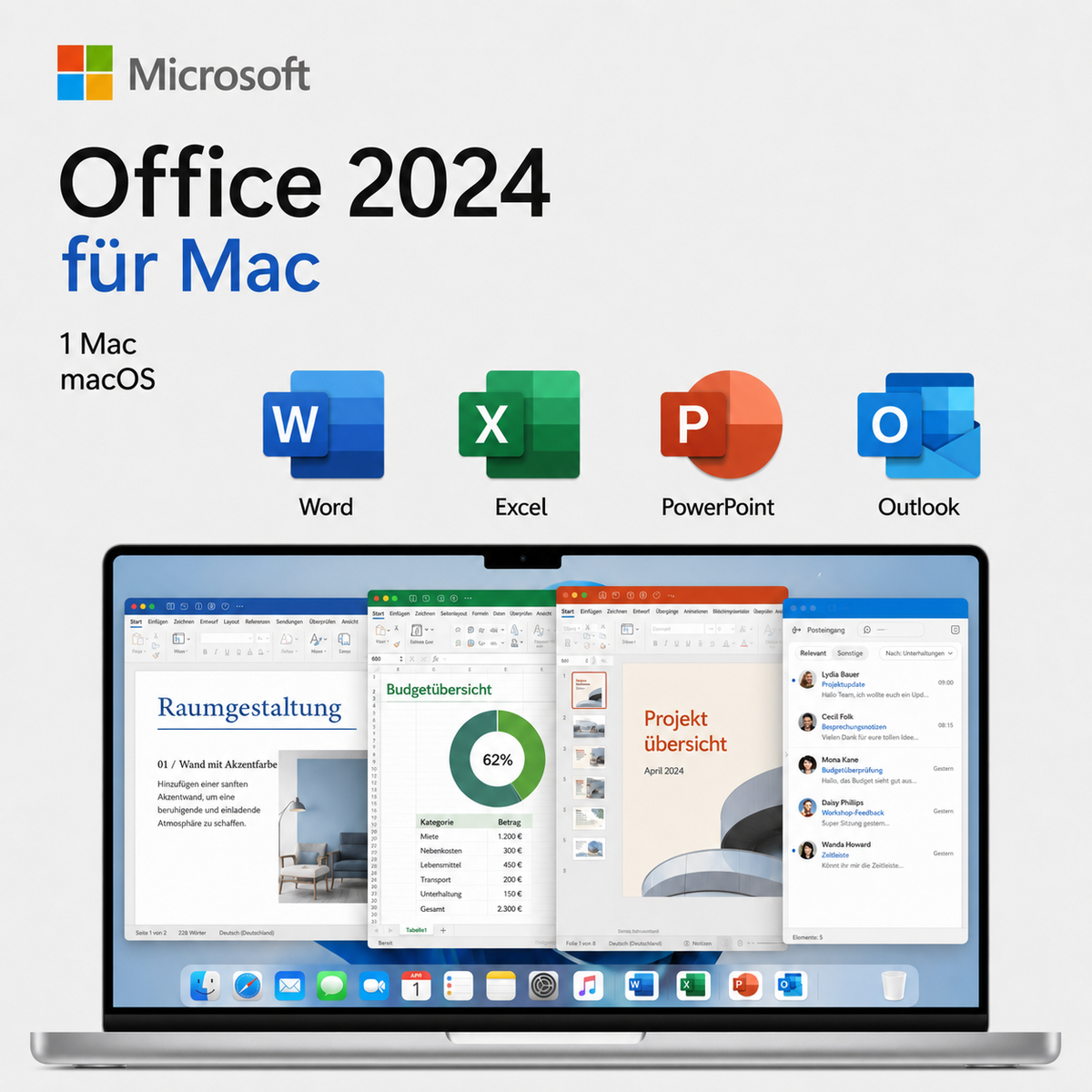 Microsoft Office 2024 for Mac – Word, Excel, PowerPoint & Outlook