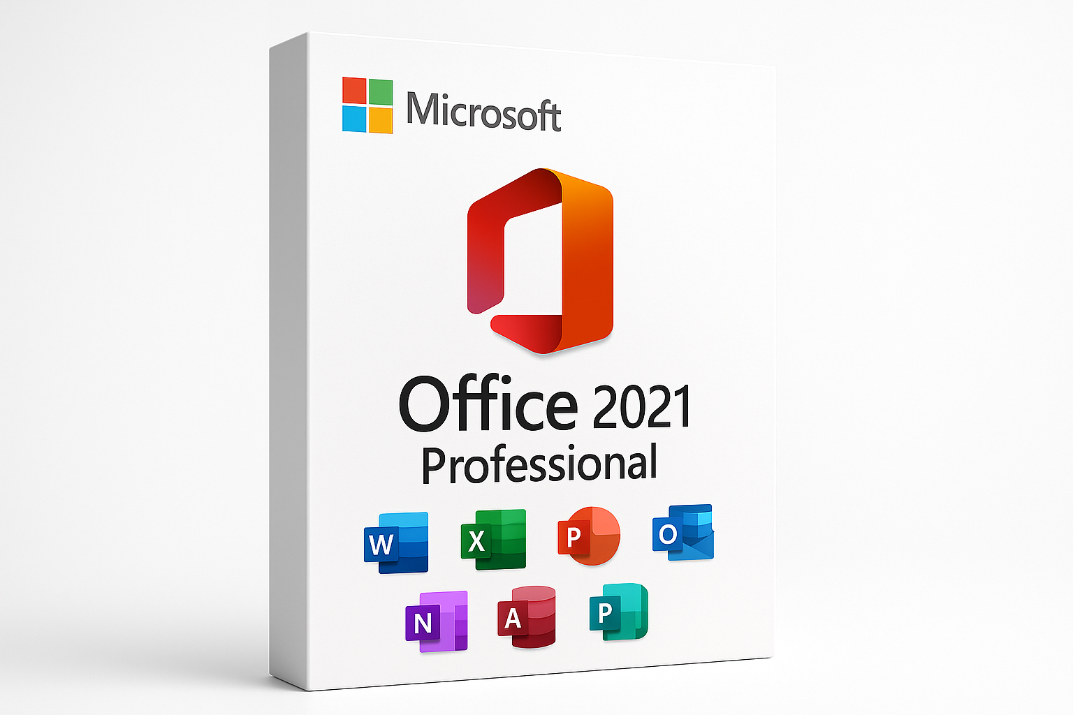 product image for microsoft office 2021 professional, include logos, word, excel, powerpoint, outlook, onenote, access, publisher